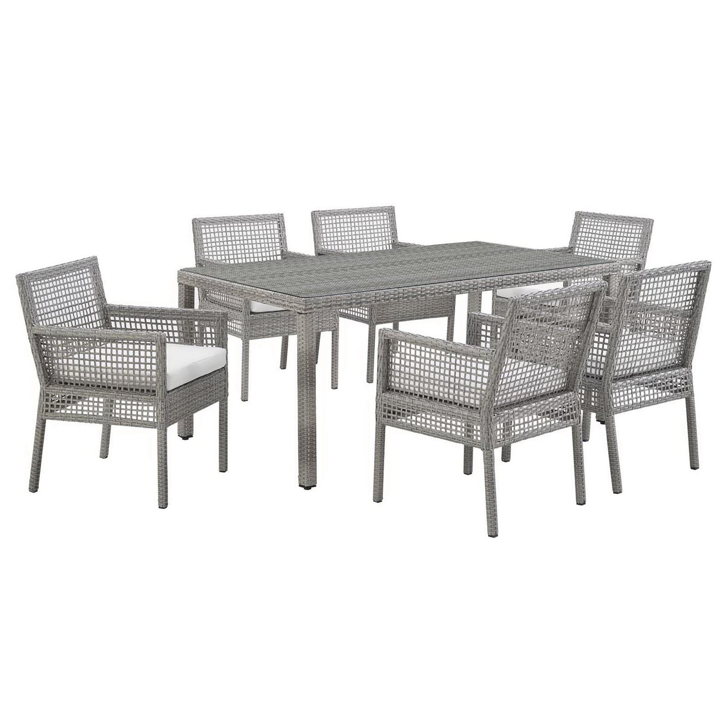 Aura 7 Piece Outdoor Patio Wicker Rattan Set by Furniture For America
