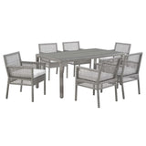 Cinder 7 Piece Outdoor Patio Wicker Rattan Set in Gray White