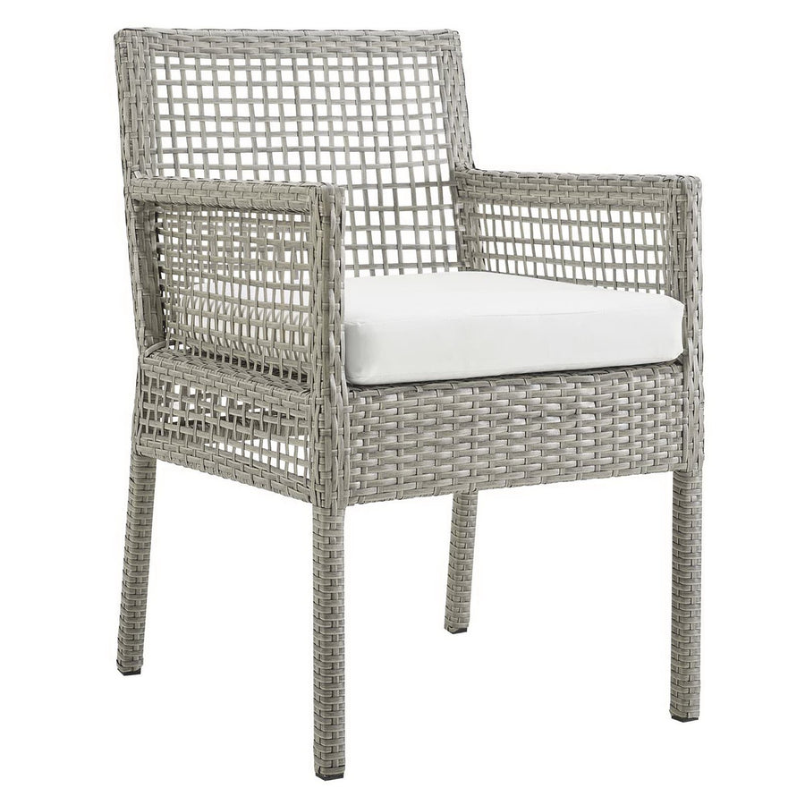 Cinder 7 Piece Outdoor Patio Wicker Rattan Set in Gray White