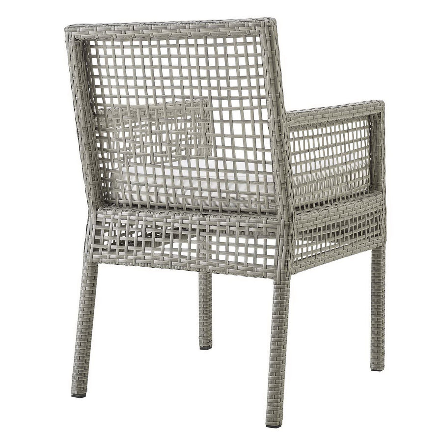 Cinder 7 Piece Outdoor Patio Wicker Rattan Set in Gray White