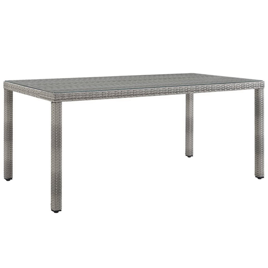 Cinder 7 Piece Outdoor Patio Wicker Rattan Set in Gray White