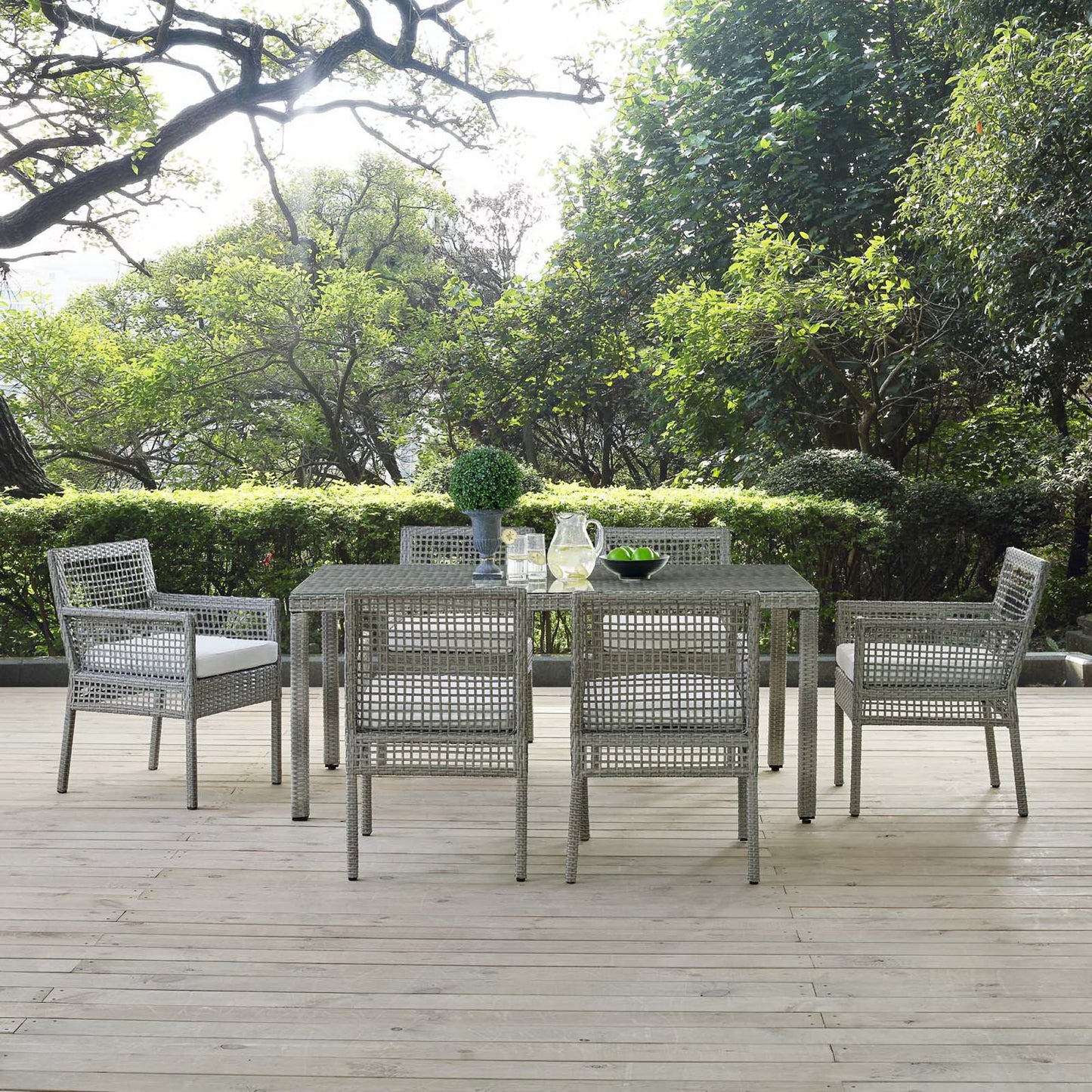 Aura 7 Piece Outdoor Patio Wicker Rattan Set by Furniture For America