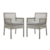 Cinder Outdoor Patio Wicker Rattan Dining Armchair Set of 2 in Gray Gray