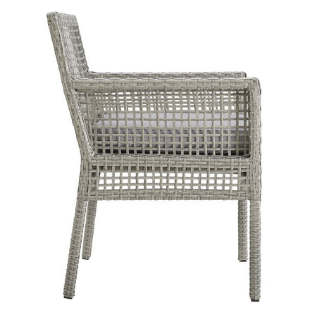 Aura Outdoor Patio Wicker Rattan Dining Armchair Set of 2 in Gray Gray