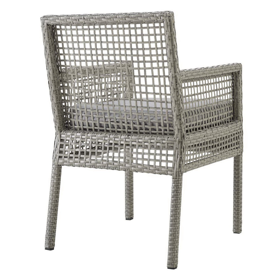 Cinder Outdoor Patio Wicker Rattan Dining Armchair Set of 2 in Gray Gray