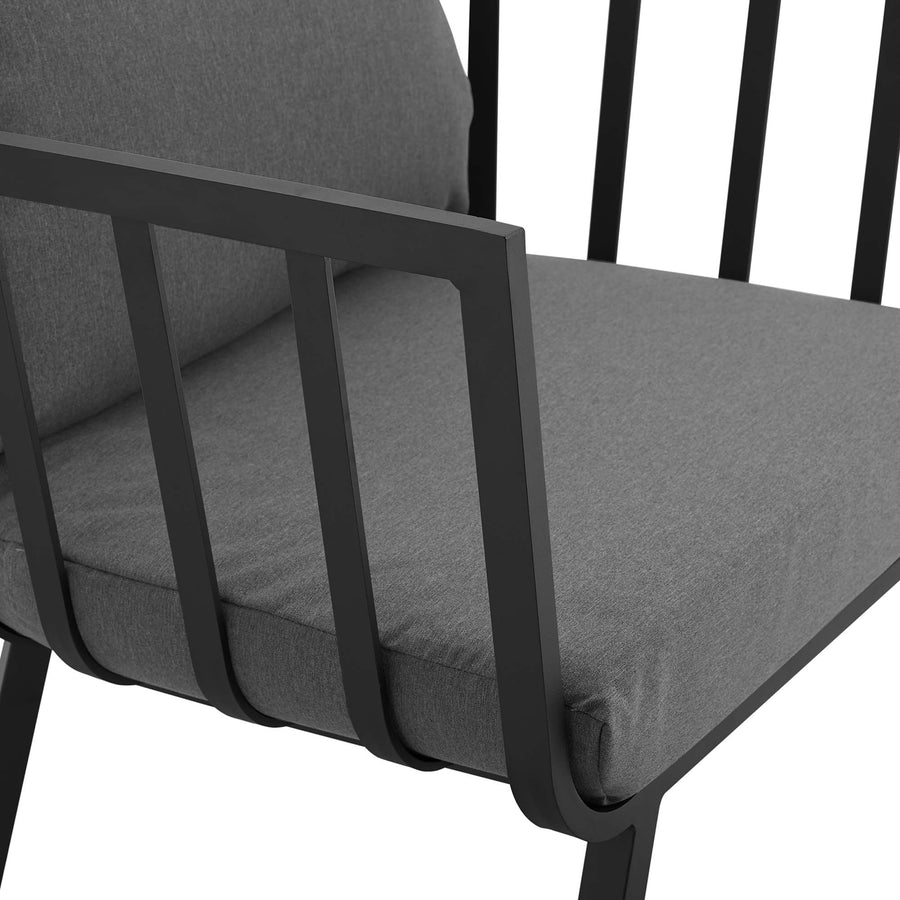 Merlot Outdoor Patio Aluminum Armchair in Gray Charcoal