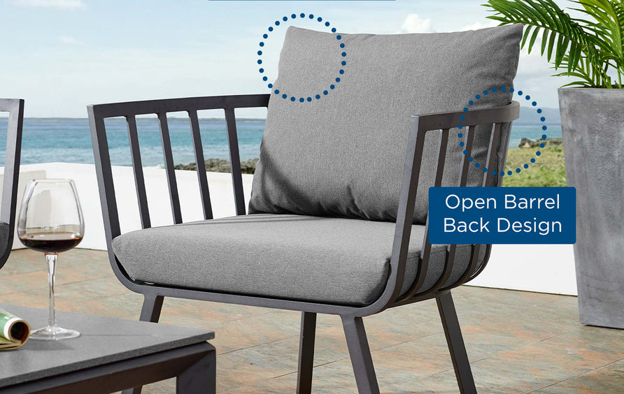 Merlot Outdoor Patio Aluminum Armchair in Gray Charcoal