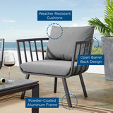 Merlot Outdoor Patio Aluminum Armchair in Gray Charcoal