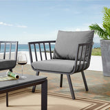Merlot Outdoor Patio Aluminum Armchair in Gray Charcoal