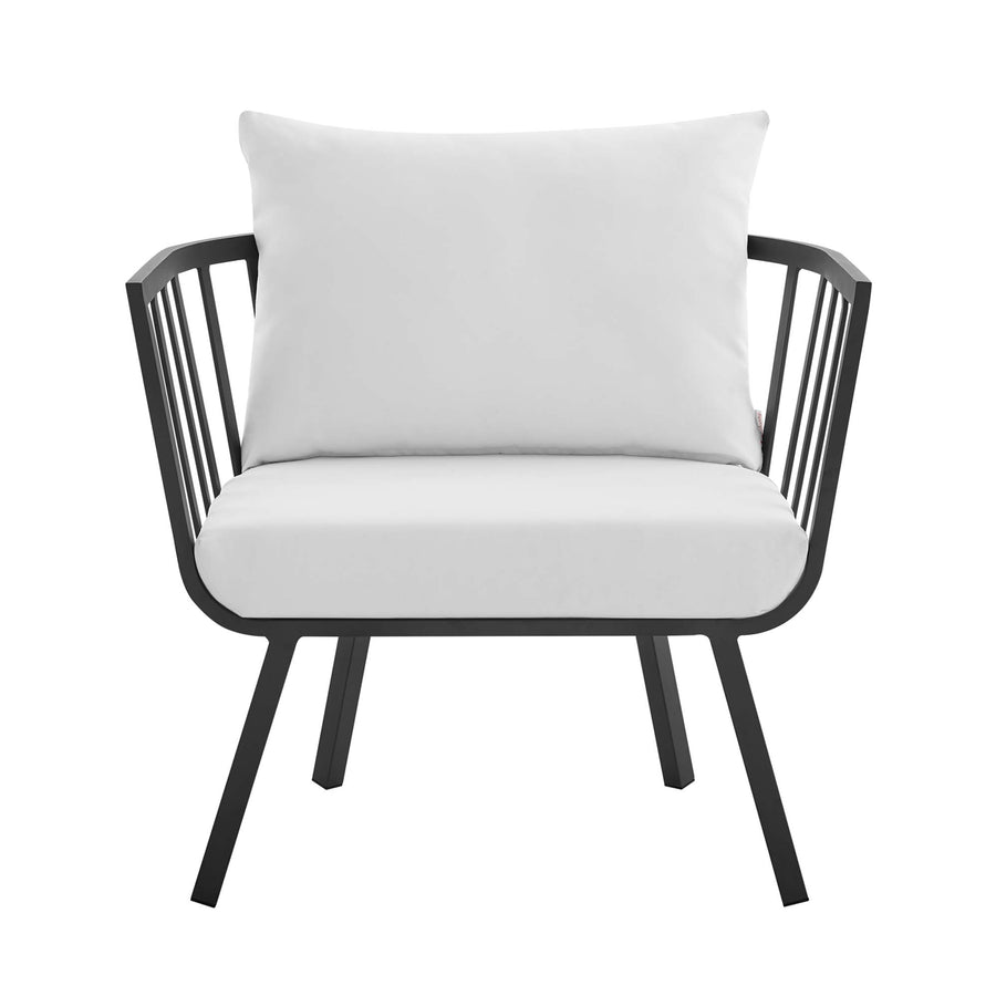 Merlot Outdoor Patio Aluminum Armchair in Gray White