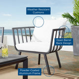 Merlot Outdoor Patio Aluminum Armchair in Gray White
