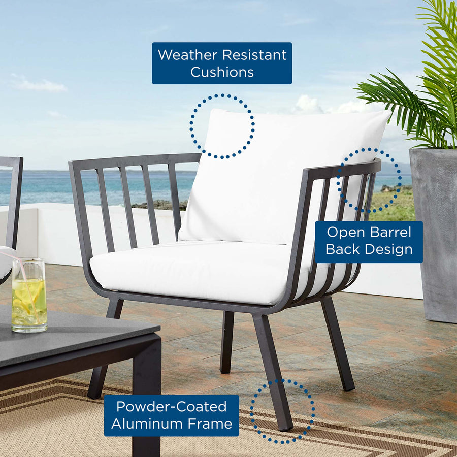 Merlot Outdoor Patio Aluminum Armchair in Gray White