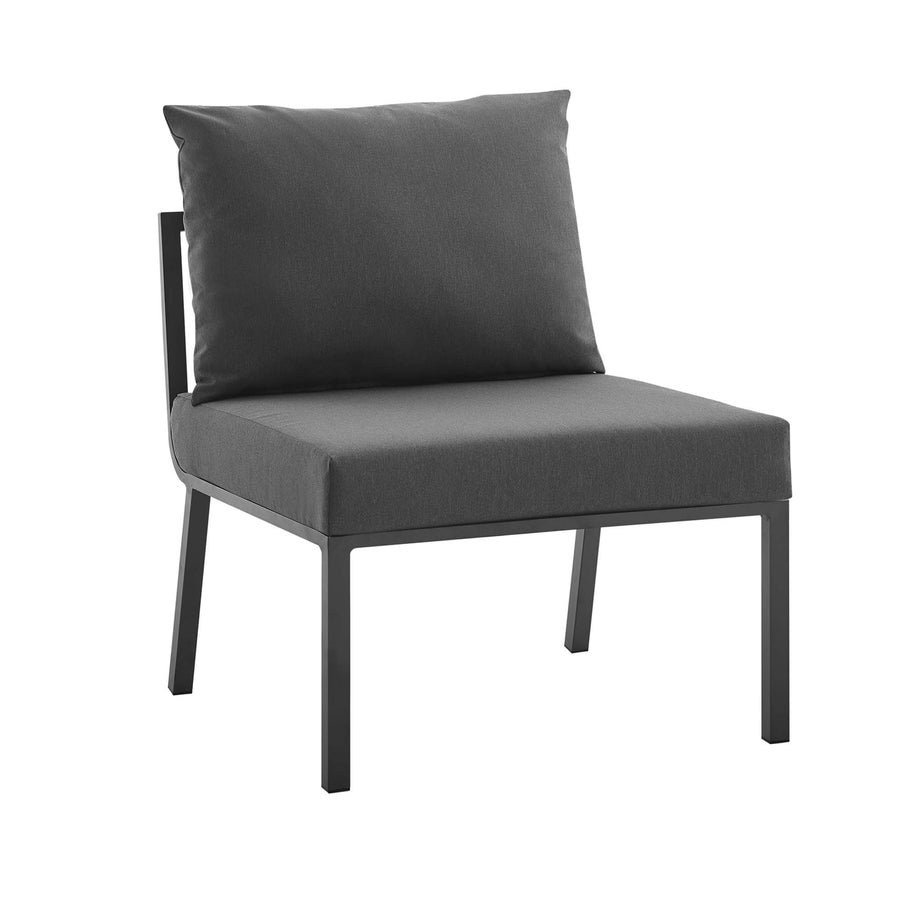 Merlot Outdoor Patio Aluminum Armless Chair in Gray Charcoal