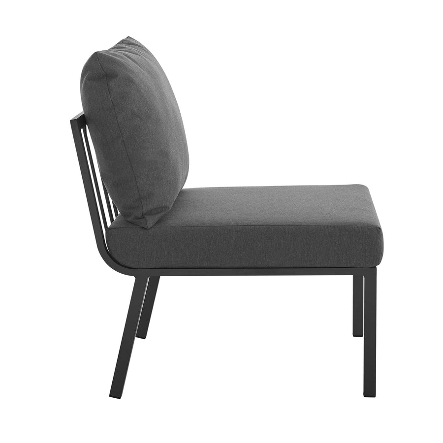 Merlot Outdoor Patio Aluminum Armless Chair in Gray Charcoal