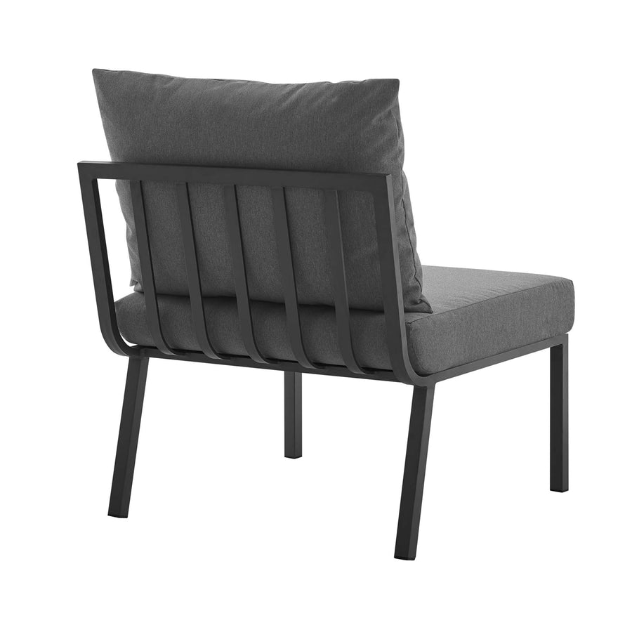 Merlot Outdoor Patio Aluminum Armless Chair in Gray Charcoal