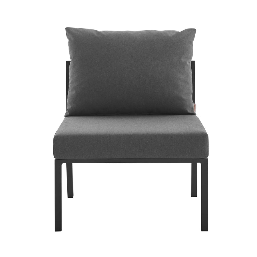 Merlot Outdoor Patio Aluminum Armless Chair in Gray Charcoal
