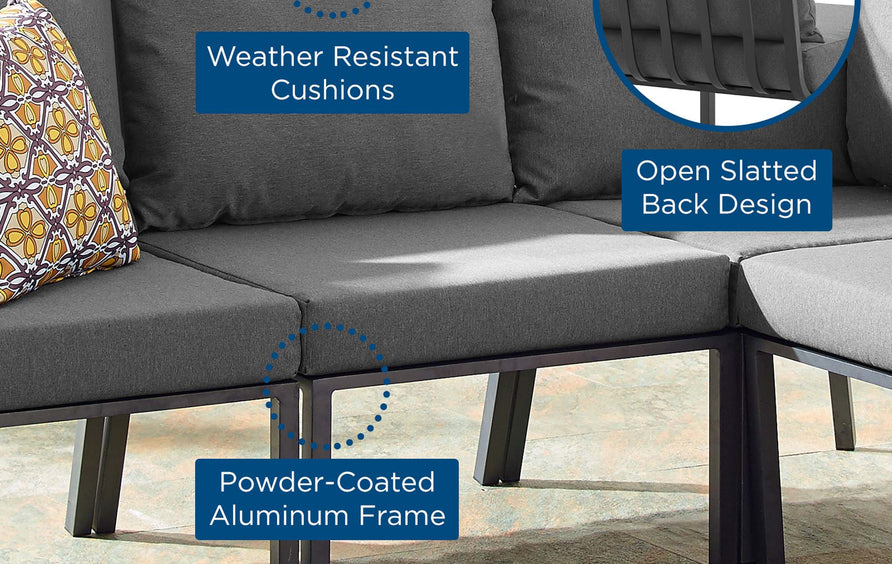 Merlot Outdoor Patio Aluminum Armless Chair in Gray Charcoal