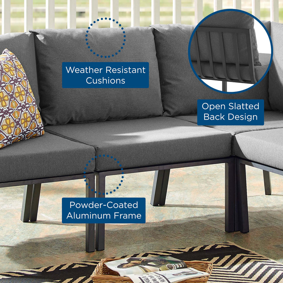 Merlot Outdoor Patio Aluminum Armless Chair in Gray Charcoal
