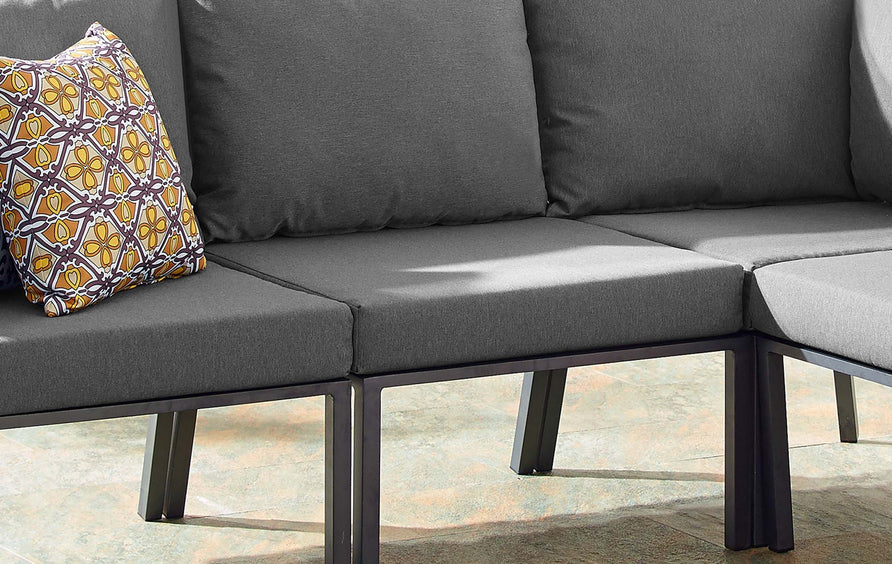 Merlot Outdoor Patio Aluminum Armless Chair in Gray Charcoal