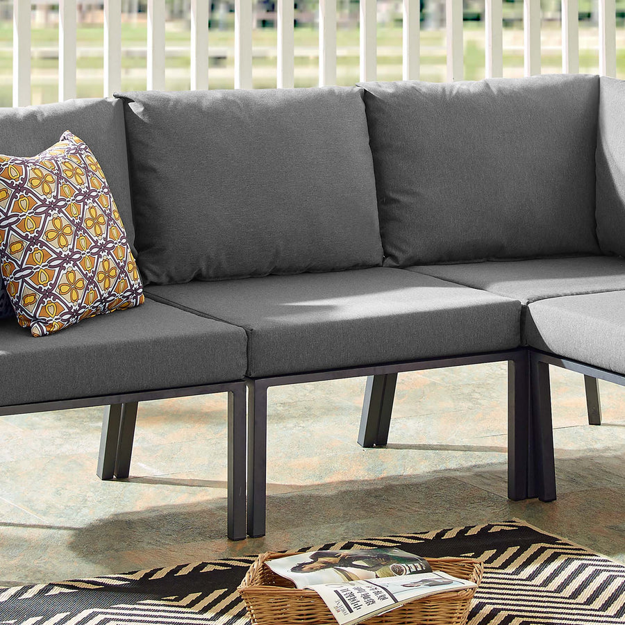 Merlot Outdoor Patio Aluminum Armless Chair in Gray Charcoal