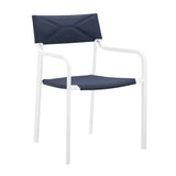 Studio Stackable Outdoor Patio Aluminum Dining Armchair in White Navy