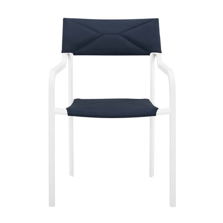 Raleigh Stackable Outdoor Patio Aluminum Dining Armchair in White Navy