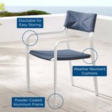 Studio Stackable Outdoor Patio Aluminum Dining Armchair in White Navy