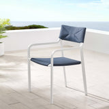 Studio Stackable Outdoor Patio Aluminum Dining Armchair in White Navy