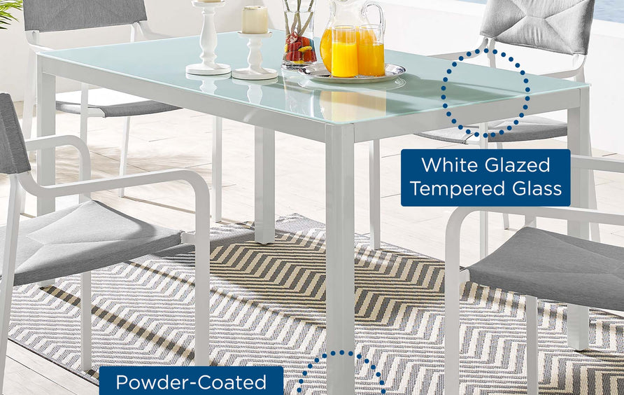 Studio 59" Outdoor Patio Aluminum Dining Table in White