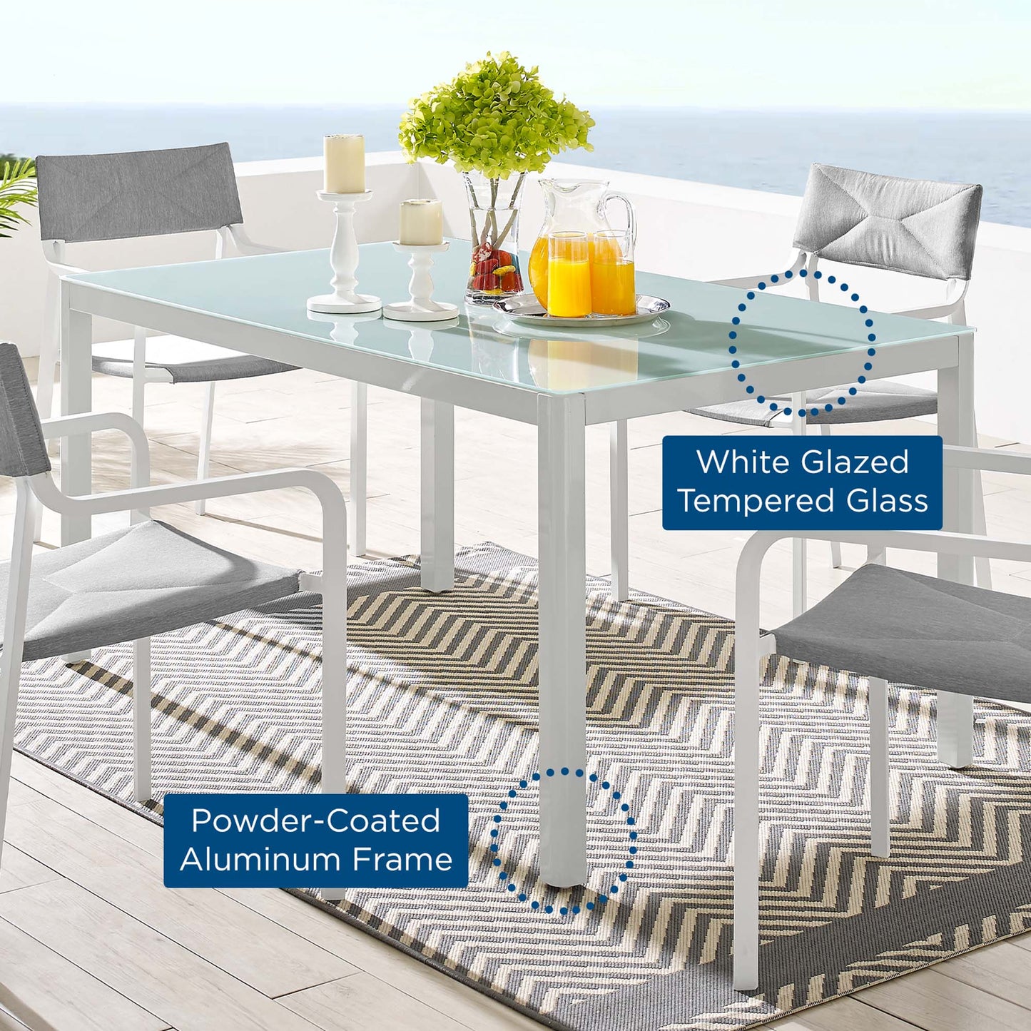 Raleigh 59" Outdoor Patio Aluminum Dining Table by Furniture For America