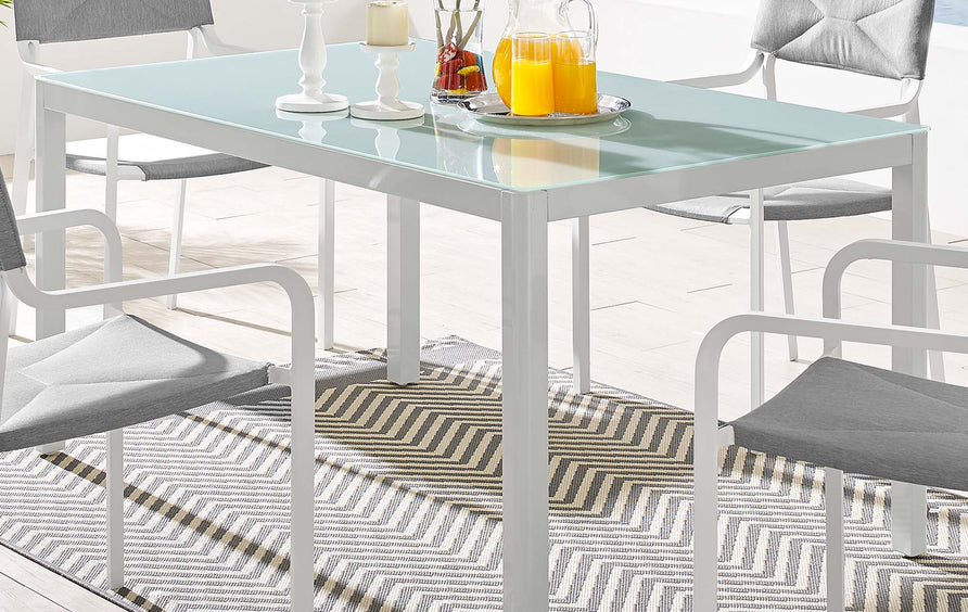 Studio 59" Outdoor Patio Aluminum Dining Table in White