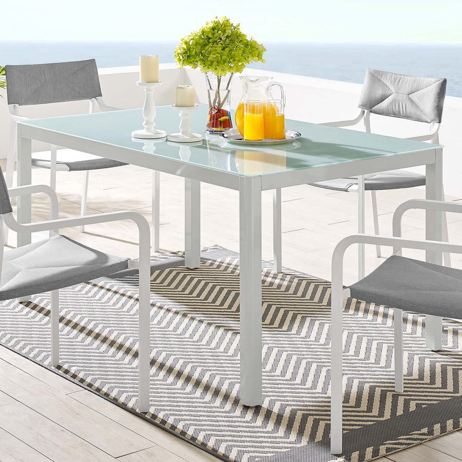 Studio 59" Outdoor Patio Aluminum Dining Table in White