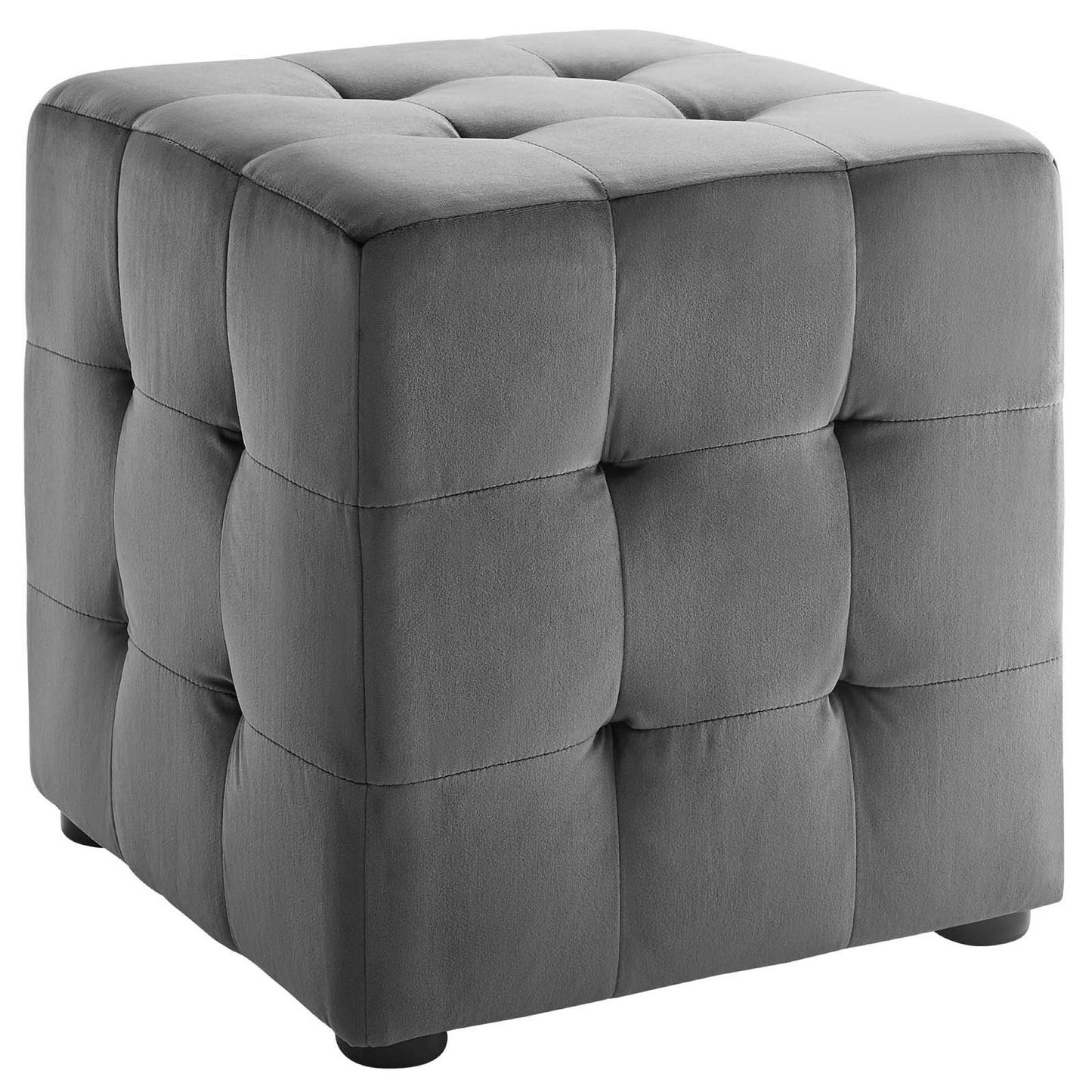 Contour Tufted Cube Performance Velvet Ottoman by Furniture For America