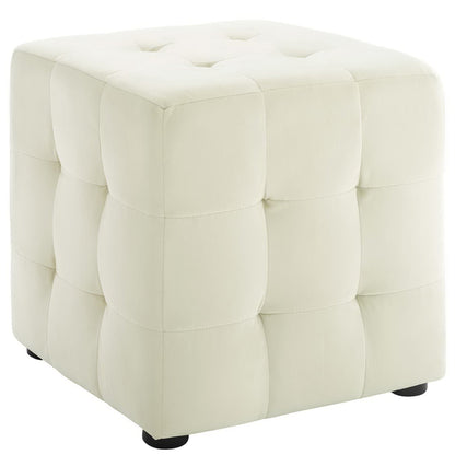 Contour Tufted Cube Performance Velvet Ottoman by Furniture For America