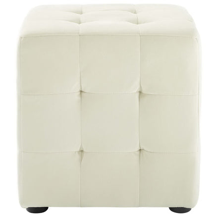 Contour Tufted Cube Performance Velvet Ottoman in Ivory