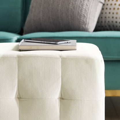 Contour Tufted Cube Performance Velvet Ottoman by Furniture For America