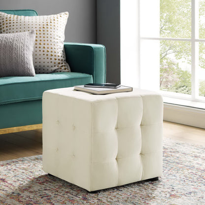 Contour Tufted Cube Performance Velvet Ottoman by Furniture For America