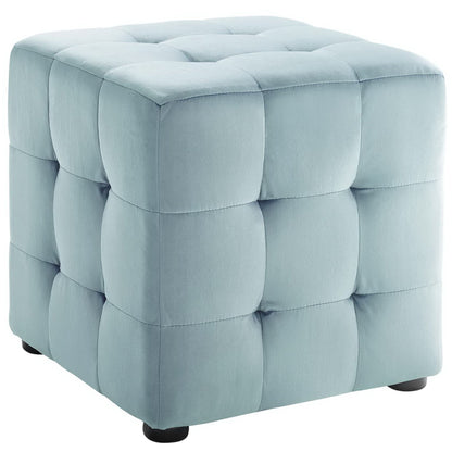 Contour Tufted Cube Performance Velvet Ottoman by Furniture For America