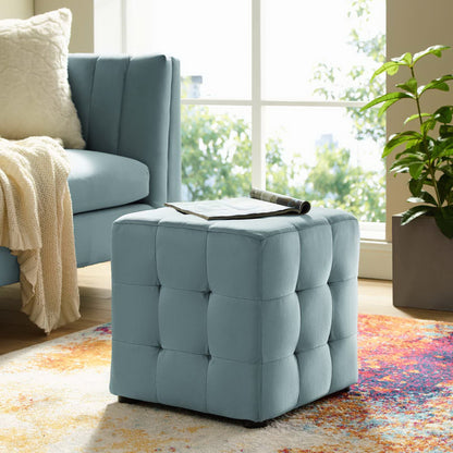 Contour Tufted Cube Performance Velvet Ottoman by Furniture For America