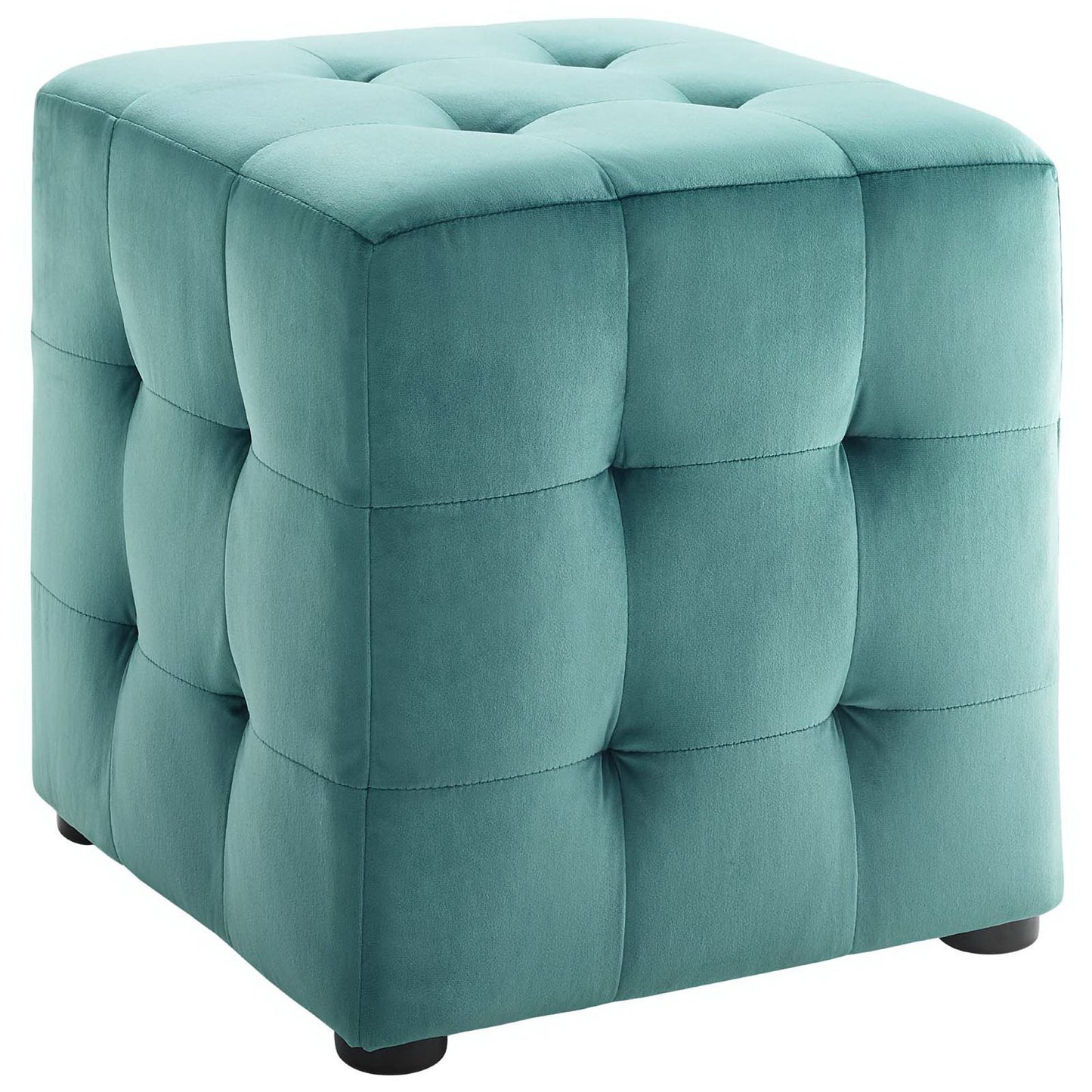 Contour Tufted Cube Performance Velvet Ottoman by Furniture For America