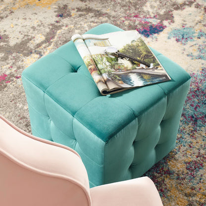 Contour Tufted Cube Performance Velvet Ottoman by Furniture For America