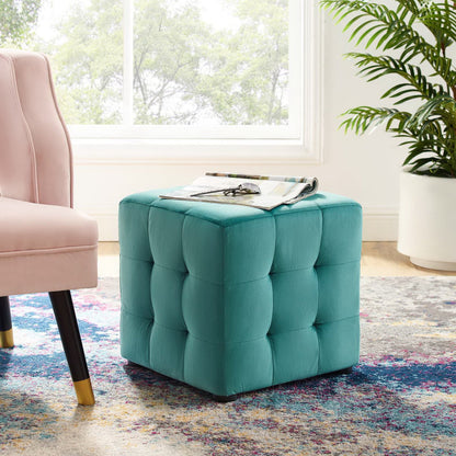 Contour Tufted Cube Performance Velvet Ottoman by Furniture For America