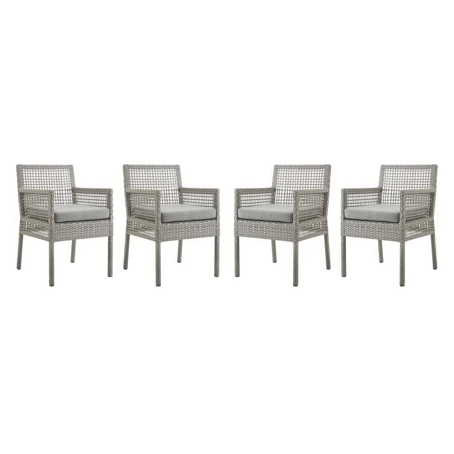Aura Outdoor Patio Wicker Rattan Dining Armchair Set of 4 by Furniture For America