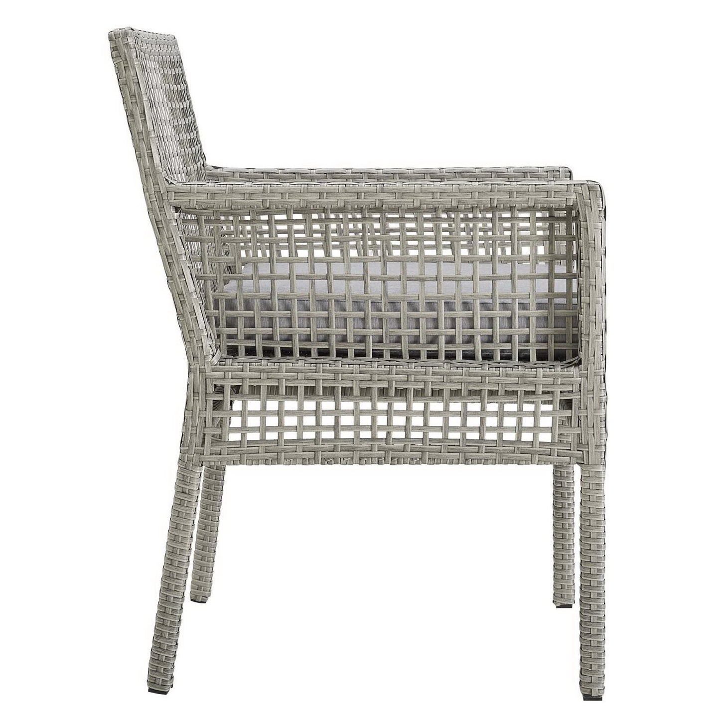 Aura Outdoor Patio Wicker Rattan Dining Armchair Set of 4 by Furniture For America