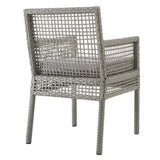 Cinder Outdoor Patio Wicker Rattan Dining Armchair Set of 4 in Gray Gray