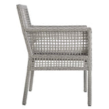 Cinder Outdoor Patio Wicker Rattan Dining Armchair Set of 4 in Gray White