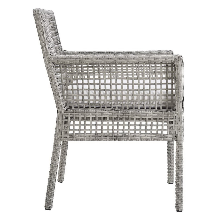 Cinder Outdoor Patio Wicker Rattan Dining Armchair Set of 4 in Gray White