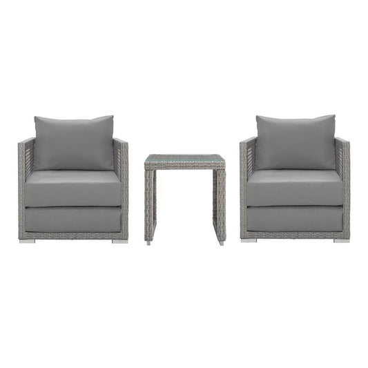 Aura 3 Piece Outdoor Patio Wicker Rattan Set by Furniture For America