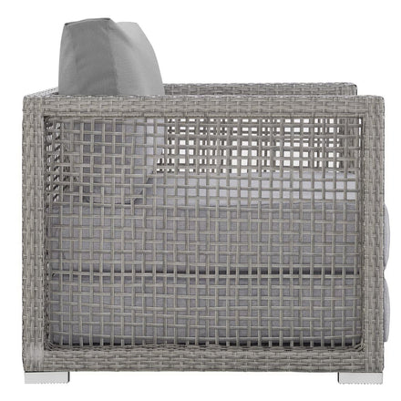 Aura 3 Piece Outdoor Patio Wicker Rattan Set in Gray Gray
