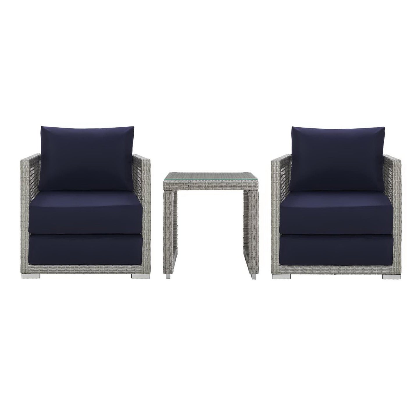 Aura 3 Piece Outdoor Patio Wicker Rattan Set by Furniture For America